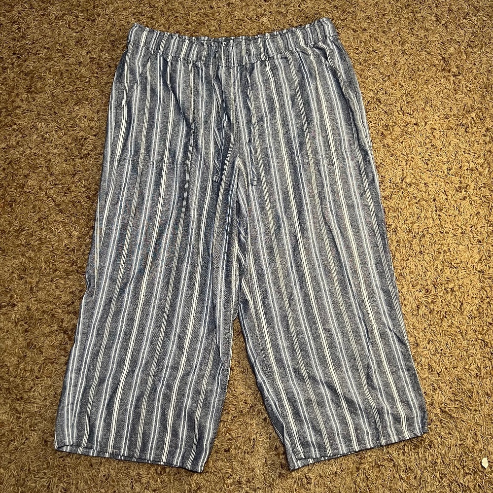 Sonoma Linen Blend Striped Pull-On Pants | 0X